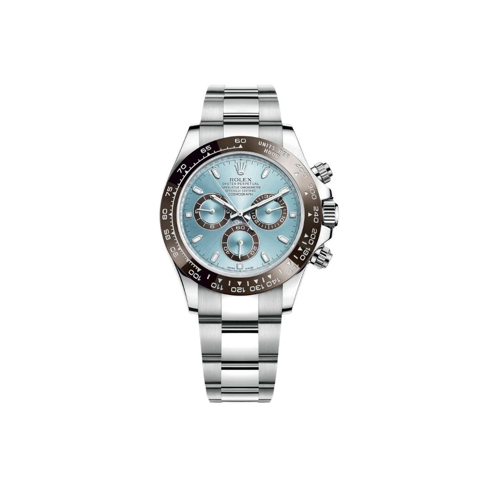 Rolex Cosmograph Daytona Platinum Watch - Ice Blue Dial - Oyster Bracelet - 116506