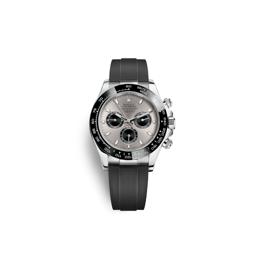 Rolex Cosmograph Daytona White Gold Watch - Steel and Black Dial - Oysterflex Bracelet - 116519LN
