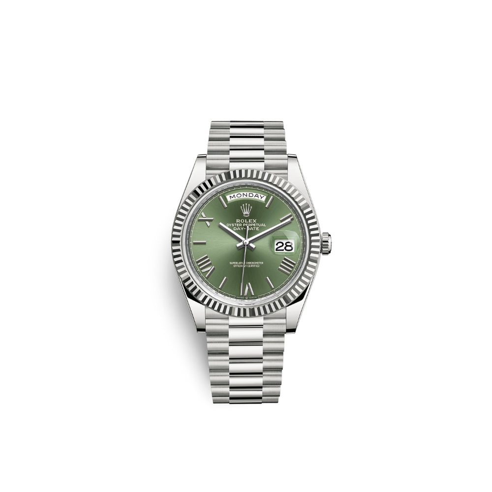 Rolex Day-Date White Gold Watch - Olive-Green Dial - 228239