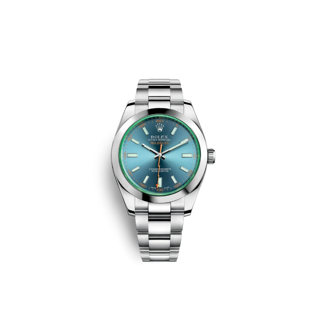 Rolex Milgauss Anti-Magnetic Watch - Z-Blue Dial - Green Sapphire Crystal - 116400GV